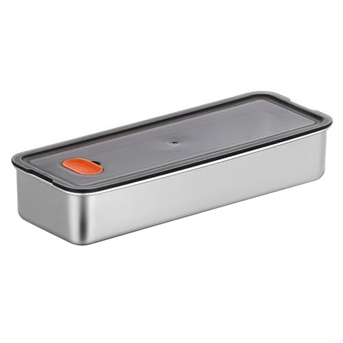 Sandyseptember Aufbewahrungsbox für verschiedene Fleischsorten mit Edelstahlkörper und luftdichtem Silikondeckel mit Luftloch zum Einschließen der Frische im Kühlschrank (schwarz) von Sandyseptember