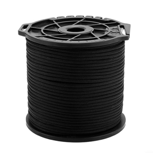 Sandyseptember Camping-Windseil, 100 m, 4 mm, winddicht, Zeltseil, Wäscheleine, Kletterseil, Nylon-Material, für den Außenbereich (schwarz) von Sandyseptember