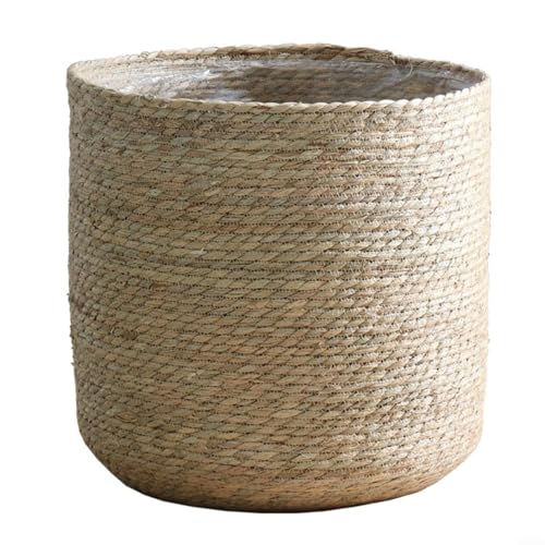 Sandyseptember Dekorativer Boho Übertopf aus Natur Seegras mit Einsatz, Geflochtener Pflanzkorb für Zimmerpflanzen im Wohnzimmer, Balkon oder Garten 30x30 cm(30 * 30) von Sandyseptember