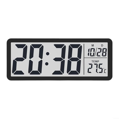 Sandyseptember Digitaler LCD-Wecker, multifunktionaler Raumklima-Monitor, Wandmontage oder Desktop-Uhr für Wohnzimmer, Schlafzimmer, Büro (schwarz) von Sandyseptember