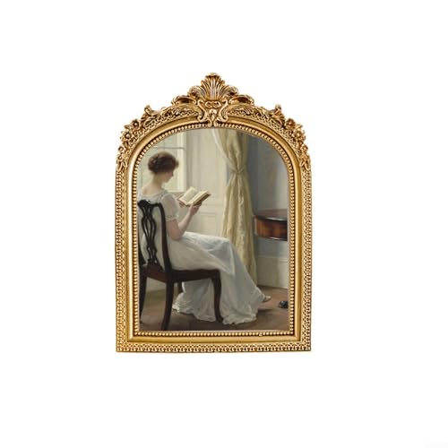 Sandyseptember Eleganter, handgefertigter Vintage-Bilderrahmen aus Kunstharz mit floralen Bogenschnitzereien für stilvolle Heimausstellung und zum Aufhängen und Aufstellen (Gold 20,3 cm) von Sandyseptember