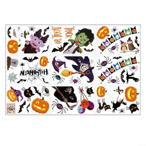 Sandyseptember Halloween Fensterbilder 9 Stück PVC Abnehmbare Dekorationen für Party, Fenster, Spiegel und Wände von Sandyseptember