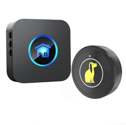 Sandyseptember Kabellose berührungsempfindliche Hunde-Türklingel für Töpfchentraining Welpen mit einstellbarer Lautstärke und 55 Klingeltönen (1 Empfänger + 1 Taste) von Sandyseptember