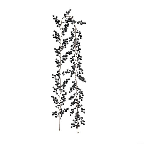 Sandyseptember Künstliche Beeren-Girlande, 1,8 m, hängende Reben für Weihnachtsfeier, Dekoration und Heimbasteln, geeignet für Fenster, Wände und Rahmen (schwarz) von Sandyseptember