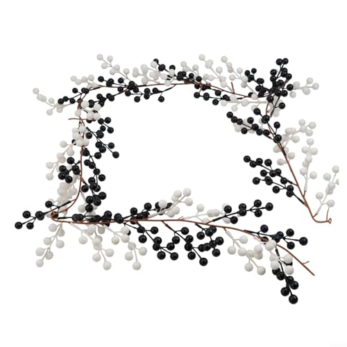 Sandyseptember Künstliche Beeren-Girlande, 1,8 m, hängende Reben für Weihnachtsfeier, Dekoration und Heimbasteln, geeignet für Fenster, Wände und Rahmen (schwarz + weiß) von Sandyseptember