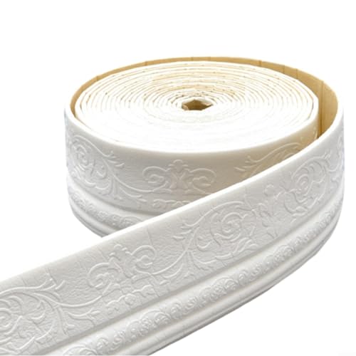 Sandyseptember Schaumstoff-Baumwoll-Sockelleiste, 10 m x 10 cm, wasserdicht, feuchtigkeitsbeständig, dekorative Wandbordüre (weiß) von Sandyseptember