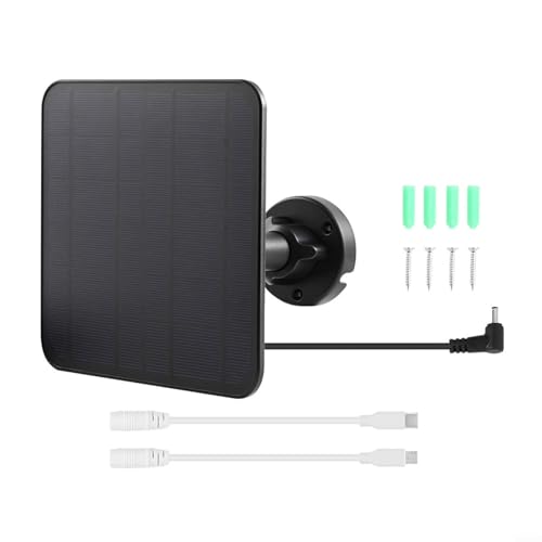 Sandyseptember Solarmodul-Netzteil-Set mit Installations-Hardware für Video-Türklingel, 5 W Gleichstrom-Ladung (schwarz) von Sandyseptember