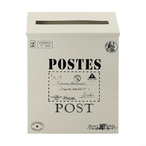 Sandyseptember Vintage Design Metall Briefkasten mit rustikalem europäischen Stil für Wandmontage, geeignet für Heimdekoration und Fotografie-Setups (weiß) von Sandyseptember
