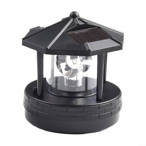 Sandyseptember Wasserdichte Solar-Gartenleuchte mit drehbarem Leuchtturm-Design für den Außenbereich (schwarz) von Sandyseptember