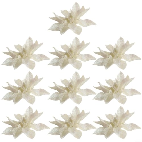 Sandyseptember Weihnachtsbaumschmuck-Set, 10 glitzernde Weihnachtssterne für Feiern (weiß) von Sandyseptember