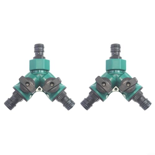 Sandyseptember Y-Typ-Gartenschlauchverbinder-Verteiler, 2 Stück mit zwei An-/Aus-Ventilen, kompatibel mit 9 Rohren mit 25 mm Durchmesser, ermöglicht den Anschluss von zwei Schläuchen an einem von Sandyseptember