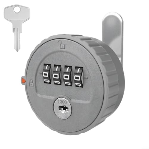 Sandyseptember Zahlenschloss für Schubladenschrank, mit Schlüssel, wasserdicht, ABS-Zinklegierung, Zahlenschloss für Zuhause, Büro, Fitnessstudio (30 mm, Grau) von Sandyseptember