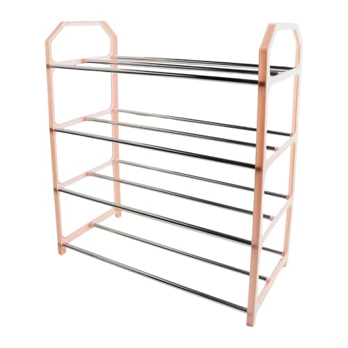 Schuhregal aus Metall, mehrstöckig, für Wohnzimmer, Aufbewahrung, perfekt für kleine Wohnungen (Rosa) von Sandyseptember