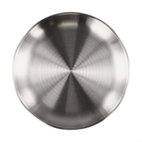 Speiseteller aus Edelstahl, geeignet für Mittag- und Frühstück, runde Form mit elegantem und modernem Geschirr-Design (20 cm) von Sandyseptember