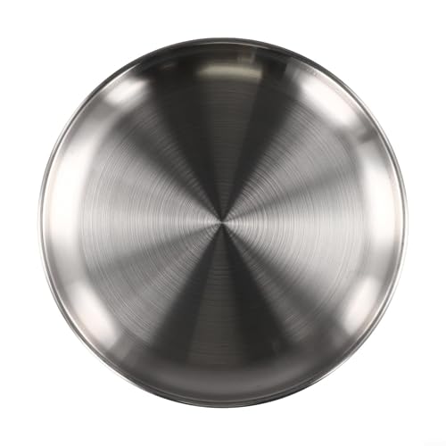 Speiseteller aus Edelstahl, geeignet für Mittag- und Frühstück, runde Form mit elegantem und modernem Geschirr-Design (26 cm) von Sandyseptember