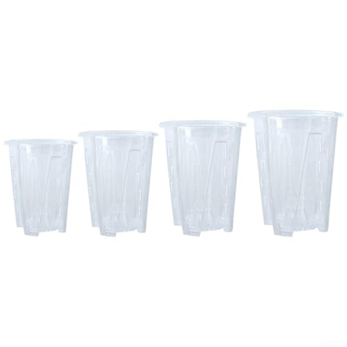 Sukkulenten- und Orchideententöpfe aus Kunststoff mit Ablauflöchern, transparent, transparent, perfekt für Balkon, Garten, Büro, Pflanzendekoration und Wachstum (14 cm/6 Stück) von Sandyseptember