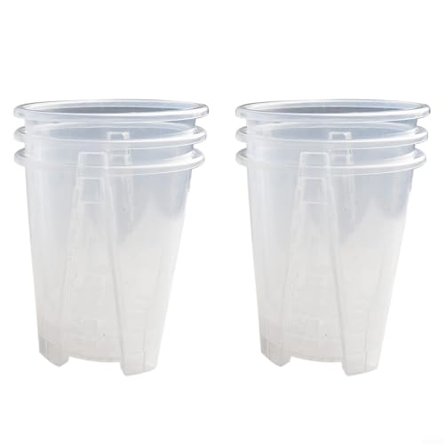 Sukkulenten- und Orchideententöpfe aus Kunststoff mit Drainagelöchern, transparent, transparent, perfekt für Balkon, Garten, Büro, Pflanzendekoration und Wachstum (16 cm/6 Stück) von Sandyseptember