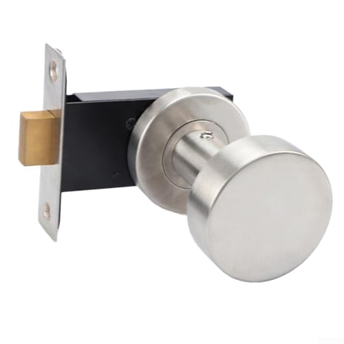 Unsichtbares Türschloss mit Edelstahl-Rundschloss und Innengriff für schlüssellose Sicherheit an Innentüren (Silber) von Sandyseptember