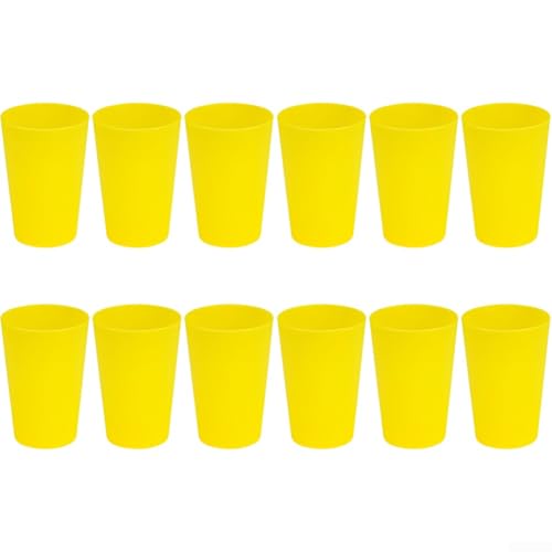 Unzerbrechliche Kunststoffbecher, 612 Stück, stapelbar, leicht, spülmaschinenfest, hergestellt aus ABS-Material, geeignet für den Innen- und Außenbereich (12 Stück, gelb) von Sandyseptember