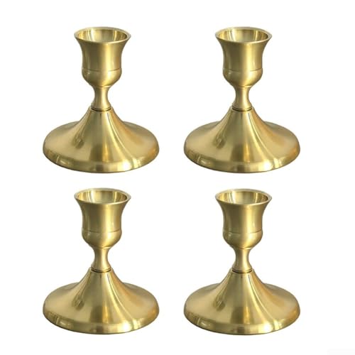 Vier Metall-Kerzenhalter speziell für Spitzkerzen, die romantische Abendessen, Hochzeitsorte und saisonale Dekoration mit subtiler Eleganz verschönern (Kupfer (4)) von Sandyseptember