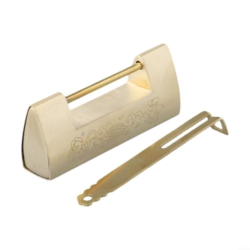 Vorhängeschloss aus Messing mit traditioneller chinesischer Gravur für Schmuckschatullen und Mini-Schränke, inklusive Sicherheitsschlüssel (Messing) von Sandyseptember