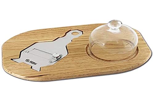 Ambrogio Sanelli Trüffel-Set: Schneidebrett aus Kastanienholz mit Glasglocke und Trüffelschneider aus Edelstahl mit glatter Klinge. Griff aus Kastanie, ergonomisch und rutschfest. von Sanelli Ambrogio