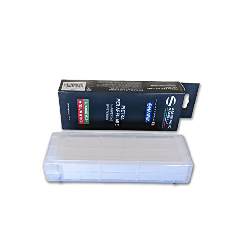Sanelli Ambrogio, Naniwa Basic Stone 2-in-1 Kombi-Messerschärfer, grobe Körnung #220 und mittlere Körnung #1000, ideal für abgebrochene Klingen und normale Messer, Made in Vietnam von Sanelli Ambrogio
