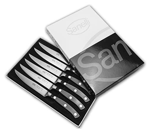 Sanelli 902906 Ergoforge Steakmesser-Set, 6-teilig, glatte Kanten, mehrfarbig von Sanelli