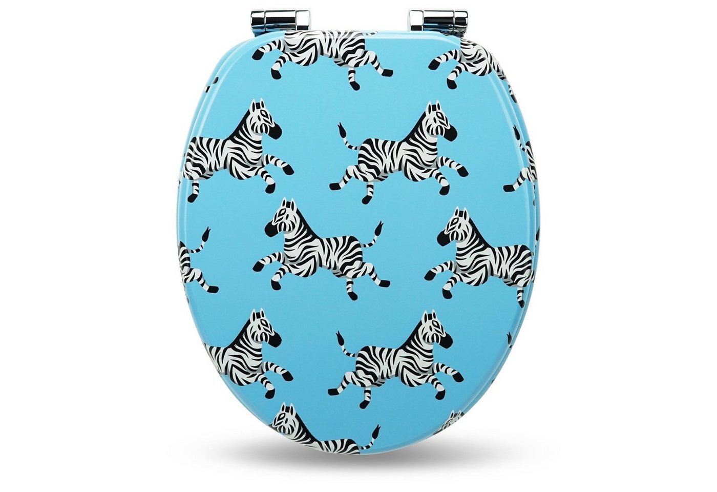 Sanfino WC-Sitz "Blue Zebra“ Premium Toilettendeckel mit Absenkautomatik aus Holz, mit schönem Motiv, hohem Sitzkomfort, einfache Montage von Sanfino