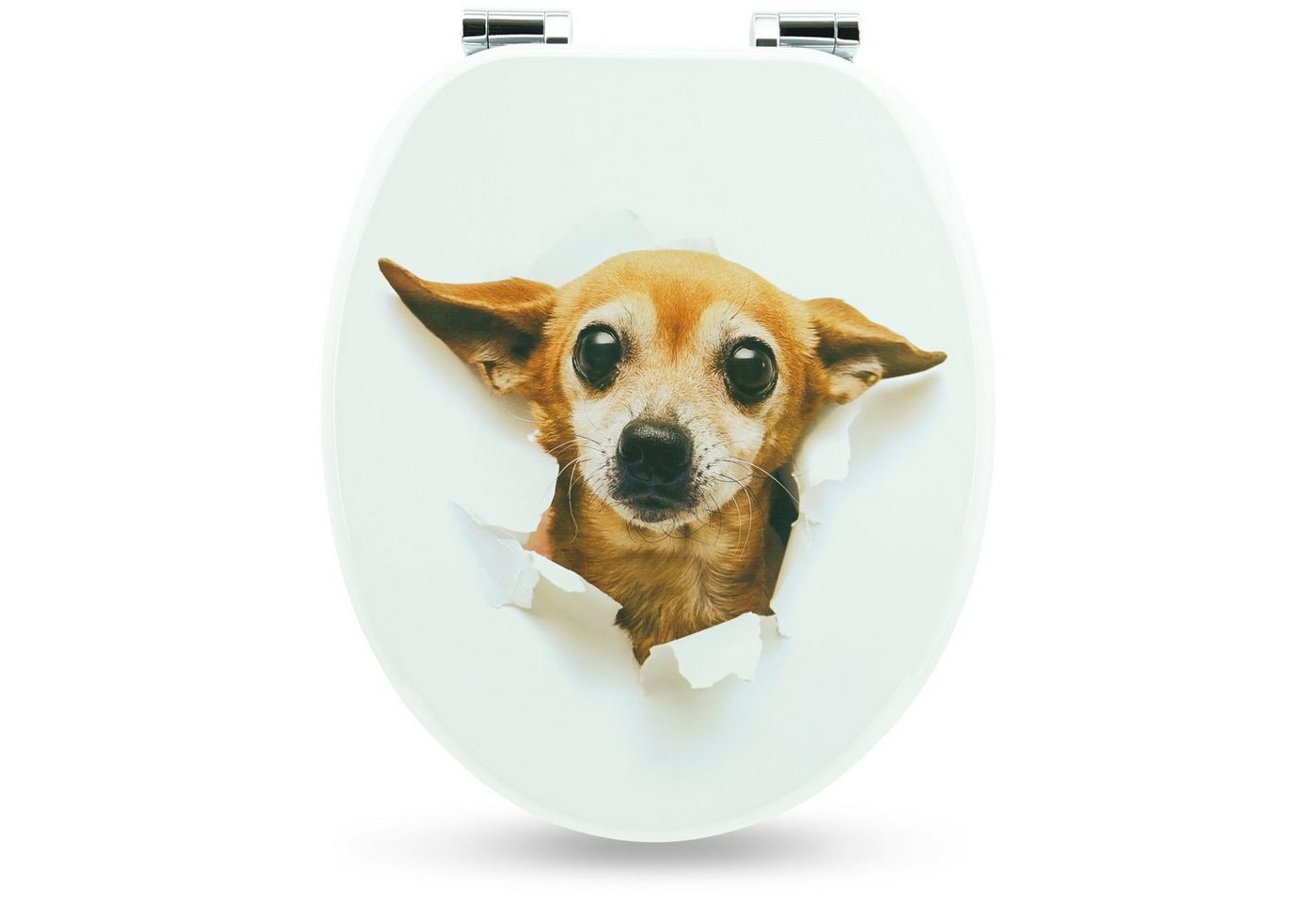 Sanfino WC-Sitz "Chihuahua" Premium Toilettendeckel mit Absenkautomatik aus Holz, mit schönem Hunde-Motiv, hohem Sitzkomfort, einfache Montage von Sanfino