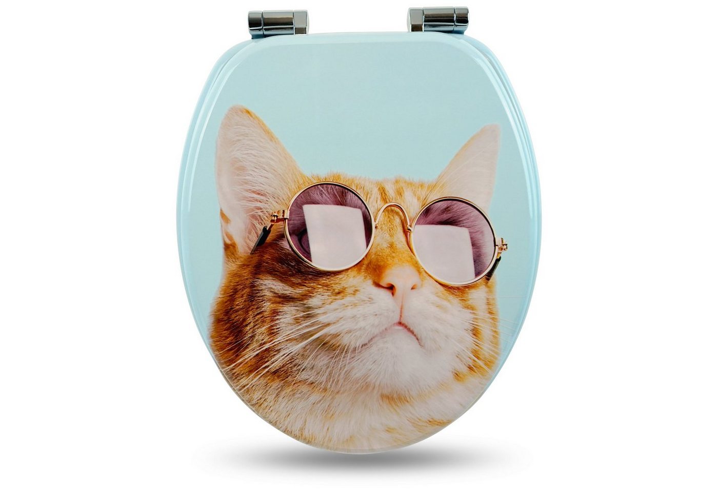 Sanfino WC-Sitz Cool Cat" Premium Toilettendeckel mit Absenkautomatik aus Holz, mit schönem Katzen-Motiv, hohem Sitzkomfort, einfache Montage" von Sanfino