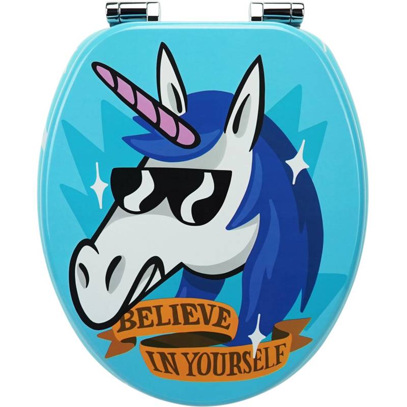 Sanfino WC Sitz Funky Unicorn Toilettendeckel mit Absenkautomatik aus Holz von Sanfino