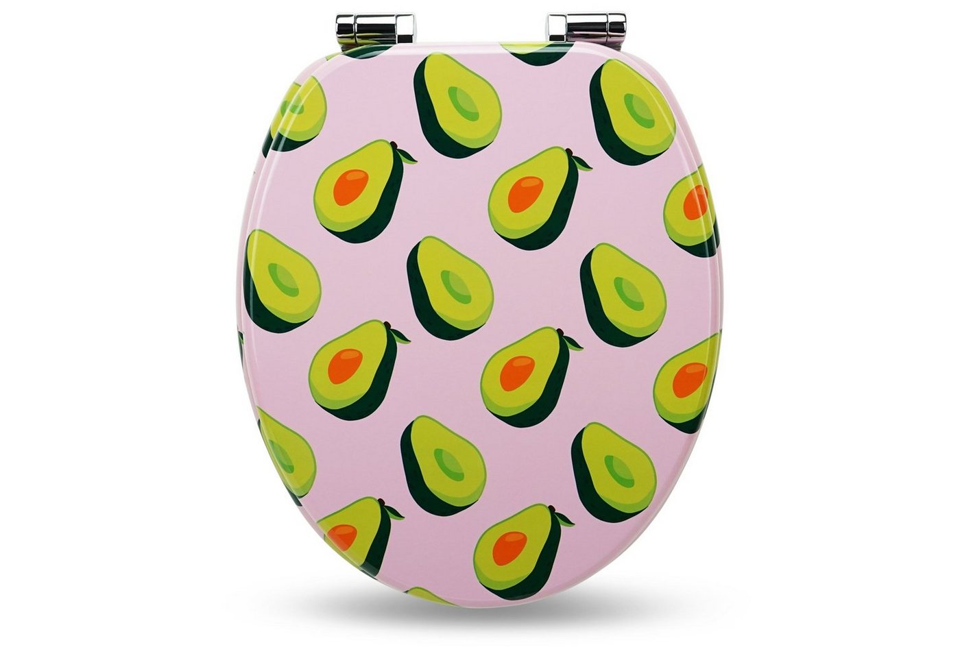 Sanfino WC-Sitz "Pink Avocado" Premium Toilettendeckel mit Absenkautomatik aus Holz, mit schönem Avocado-Motiv, hohem Sitzkomfort, einfache Montage von Sanfino