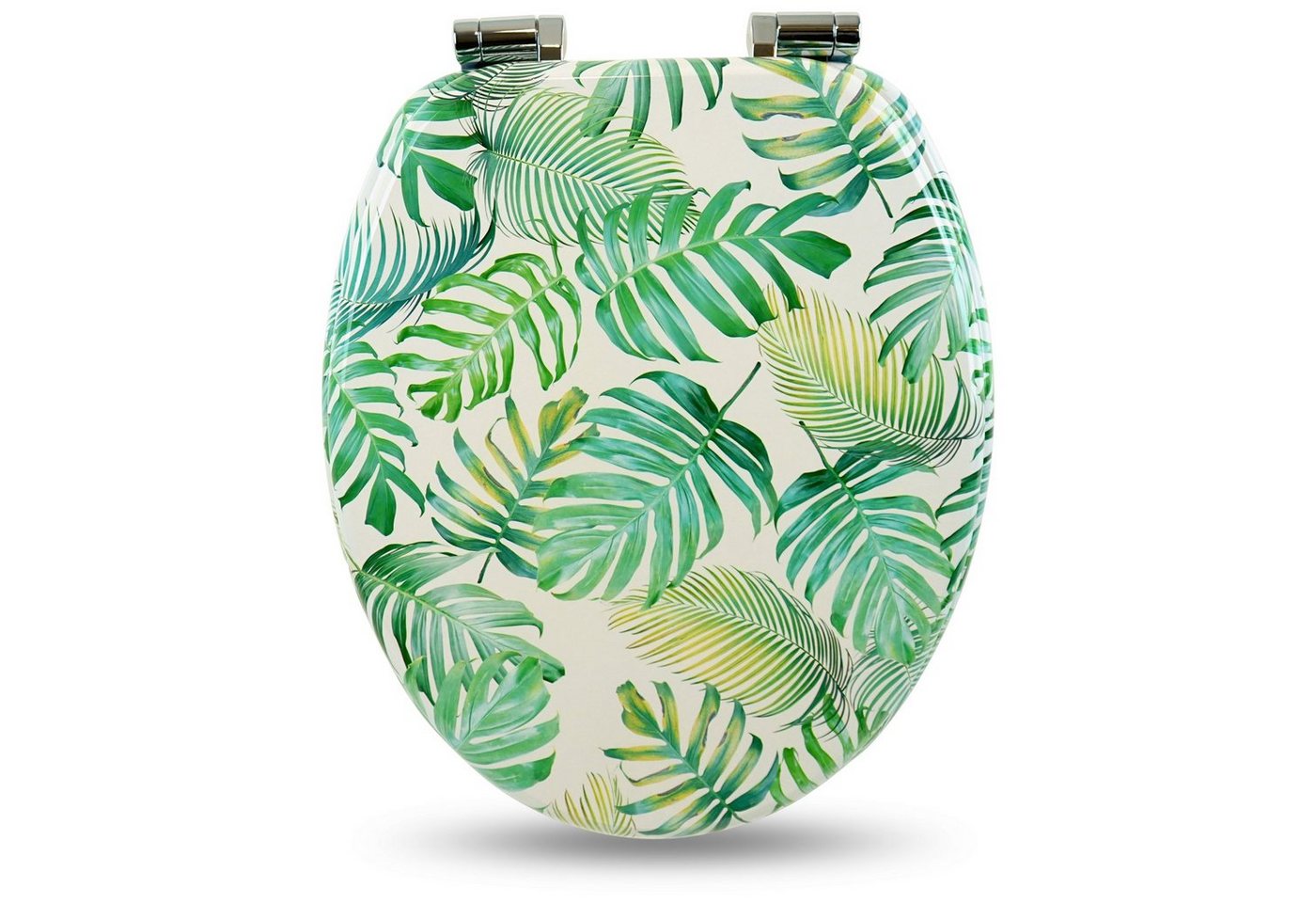 Sanfino WC-Sitz "Tropical Leaves“ Premium Toilettendeckel mit Absenkautomatik aus Holz, bunter WC Sitz mit Motiv, hoher Sitzkomfort, einfache Montage von Sanfino