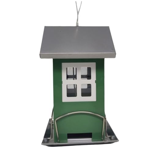 Hängende Vogelfutterläder mit abnehmbarem Dach, wildes Vogelhaus mit 4 Sitzstangen und Entwässerungslöchern, Gartenstation im Freien - transparentes Fensterdesign von Sanfiyya