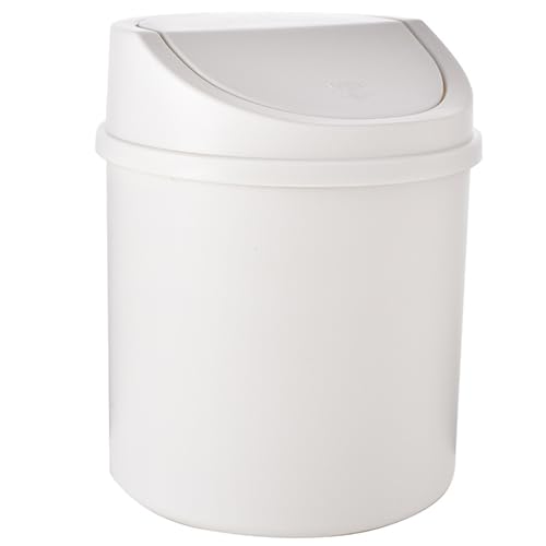 Sanfiyya Desktop-Mülleimer, Swing-Lid Mini Bin, 7x5 abnehmbares waschbares PP-Wastkorb für Büro/Wohnheim (Platzsparende Design) Beige von Sanfiyya