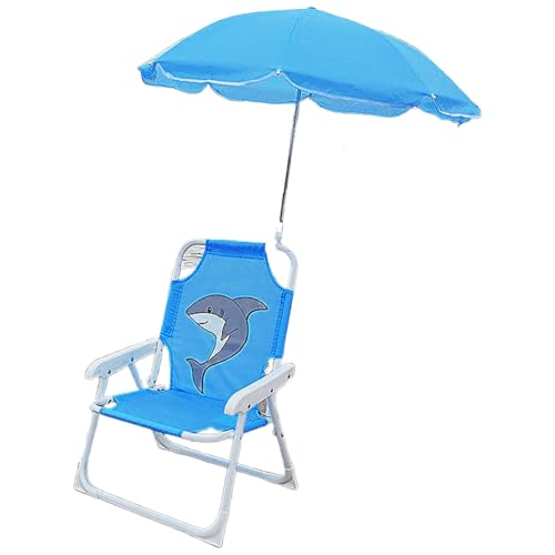 Sanfiyya TODDDLER Beach Stuhl, Kids Beach Stuhl mit Regenschirm, faltbares Kleinkindcamping mit Sonnenschatten für Poolreisen (blau) von Sanfiyya