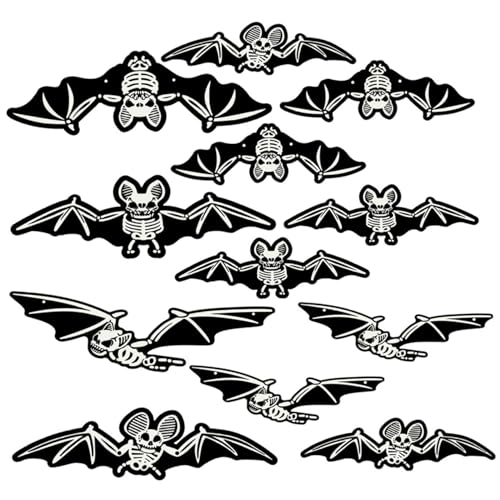 Skelett Bat Decor, 12 pcs Leuchtend hängende Fledermäuse, realistisches gruseliges Halloween -Dekor für Outdoor -Baum Veranda Hof Innenräume Skelett Bat Decor, 12 pcs Leuchtend hängende Fledermäuse, realistisches gruseliges Halloween -Dekor für Outdoor -Baum Veranda Hof Innenräume von Sanfiyya