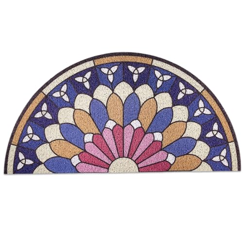 Türmatte mit halber Runde, PVC-Eingangsteppich für den Innen-/Außengebrauch, Nicht-Schlupf-Schmutz-Trapper für Wohnzimmer, Schlafzimmer, Spielzimmer (Scandi Design) von Sanfiyya