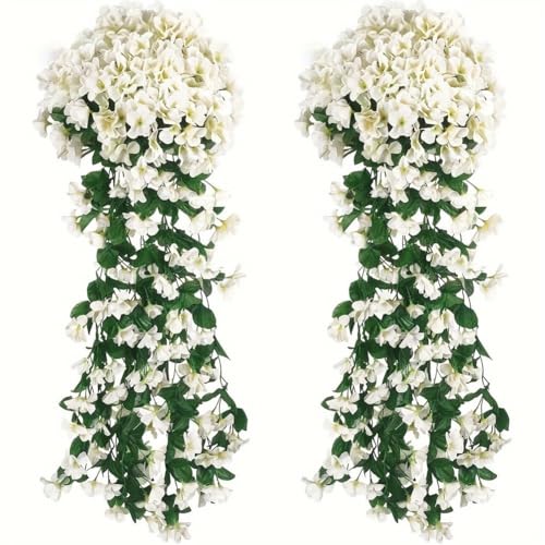 Hängende Künstliche Violette Efeublumen, 2 Stück, Künstliche Hängeblumen, Gefälschte Hängepflanze Für Den Garten, Zaun, Balkon Im Freien von Sanfly