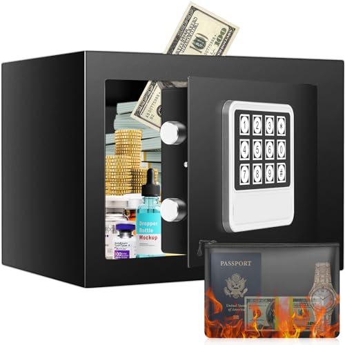 14L Mini Safe Tresor für Zuhause, Feuerfester Möbeltresor mit Feuerfest Wasserdicht Tasche, Feuerfeste Elektronisch Geldkassette für Geld Ausweise Schmuck Wichtiger Papiere 23×17×17cm von Sanfnz