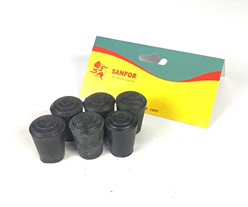 Sanfor, 99135 Gummi-Endstück, 14 mm, Stützstöcke, zylinderförmig, rutschfest, selbstklebend, schwarz, 6 Stück von Sanfor