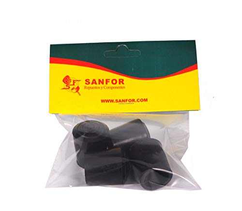 Sanfor 09133 Blister Gummikappen rund flexibel schwarz Durchmesser 10 mm Paket 4 Stück Schutzspitzen Endkappe Rollator, 10MM von Sanfor