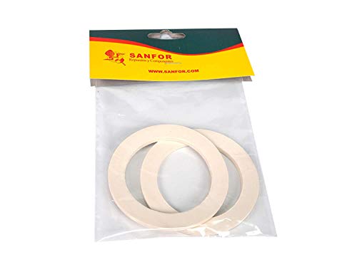 Sanfor Flache Gummidichtung für Espresso-Kaffeemaschine, 6 Tassen, 2 Stück, Gummi, weiß, 7,2 x 7,2 x 1 cm von Sanfor