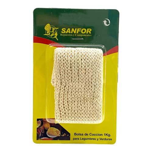 Sanfor Kochbeutel 1 kg | geeignet für alle Arten von Druckkochtöpfen | Robuste Kochtasche | Material 100% Baumwolle | Farbe Braun von Sanfor