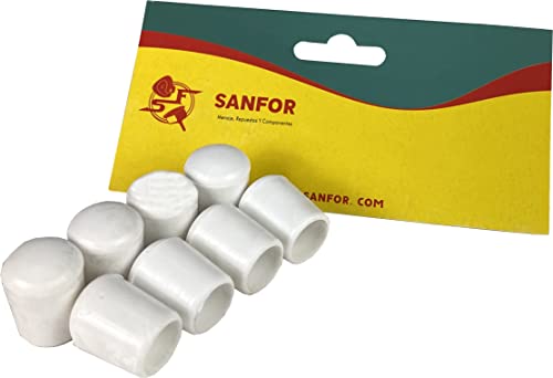 Sanfor | PVC-Hülle | 8 mm Schutz für Füße und Rohre | Unterstützungsstöcke, zylindrische Hülle, rutschfest, haftend, weiß | 8 Stück von Sanfor