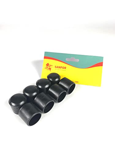 Sanfor | PVC-Hülle | Schutz für Füße und Rohre 20 mm | Unterstützungsstöcke, zylindrische Hülle, rutschfest, haftend, schwarz | 8 Stück von Sanfor