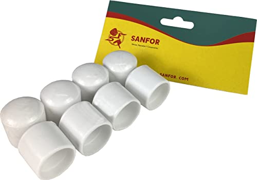 Sanfor | PVC-Hülle | Schutz für Füße und Schläuche 18 mm | Unterstützungsstöcke, zylindrisch, rutschfest, haftend, weiß | 8 Stück von Sanfor