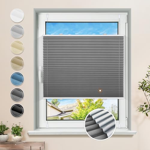 Plissee ohne Bohren Verdunkelung Klemmfix Grau 85x100cm Thermo Plissees 100% Verdunklung Rollos für Fenster & Tür Verdunklungsplissee ohne Bohren Sichtschutz und Sonnenschutz Plissee ohne Bohren Verdunkelung Klemmfix Grau 85x100cm Thermo Plissees 100% Verdunklung Rollos für Fenster & Tür Verdunklungsplissee ohne Bohren Sichtschutz und Sonnenschutz von Sanfree