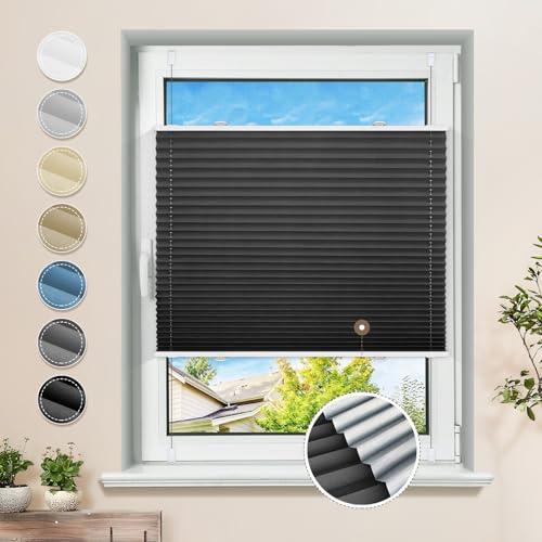 Plissee ohne Bohren Verdunkelung Klemmfix Schwarz 40x100cm Thermo Plissees 100% Verdunklung Rollos für Fenster & Tür Verdunklungsplissee ohne Bohren Sichtschutz und Sonnenschutz Plissee ohne Bohren Verdunkelung Klemmfix Schwarz 40x100cm Thermo Plissees 100% Verdunklung Rollos für Fenster & Tür Verdunklungsplissee ohne Bohren Sichtschutz und Sonnenschutz von Sanfree